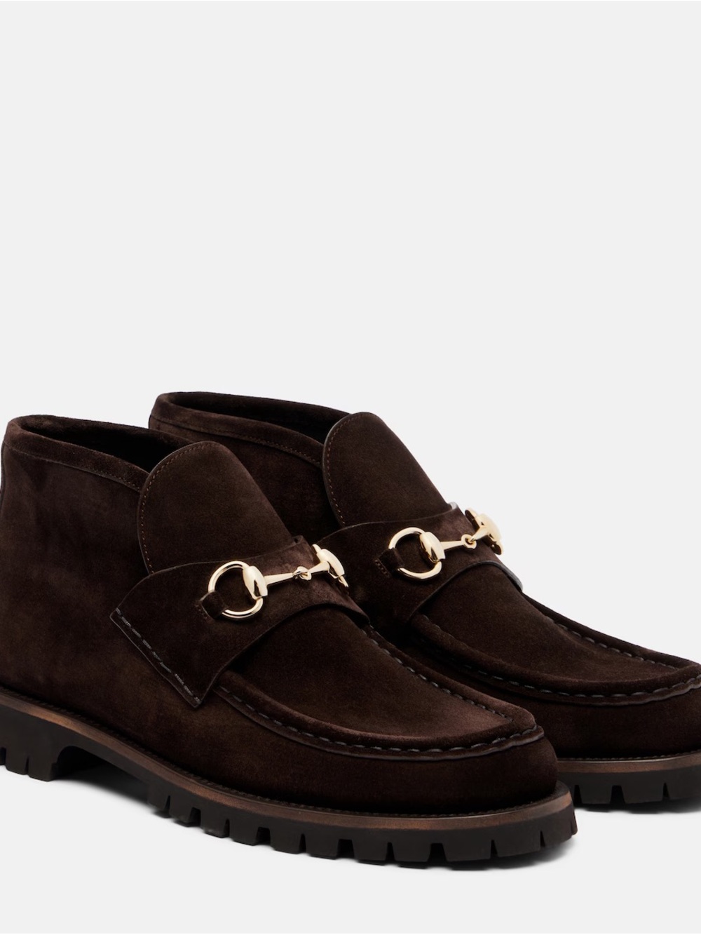 Gucci Women’s Brown Suede Horsebit Ankle Boot Loafer
